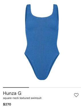 Hunza G Electric Blue Textured Square-Neck One-Piece